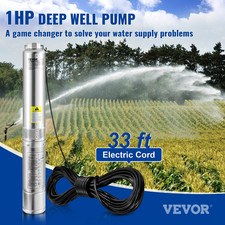 Deep Well Submersible Pump, 1HP 230V/60Hz, IP68 Waterproof Grade