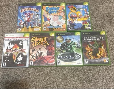 Lot of 7 (XBOX)Games (Futurama, Family Guy,Simpsons Hit & Run, Halo) VGC