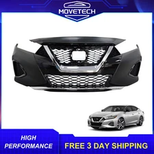 Front Bumper Cover Kit w/o Fog Lights For 2019-23 Nissan Maxima w/o Sensor Holes