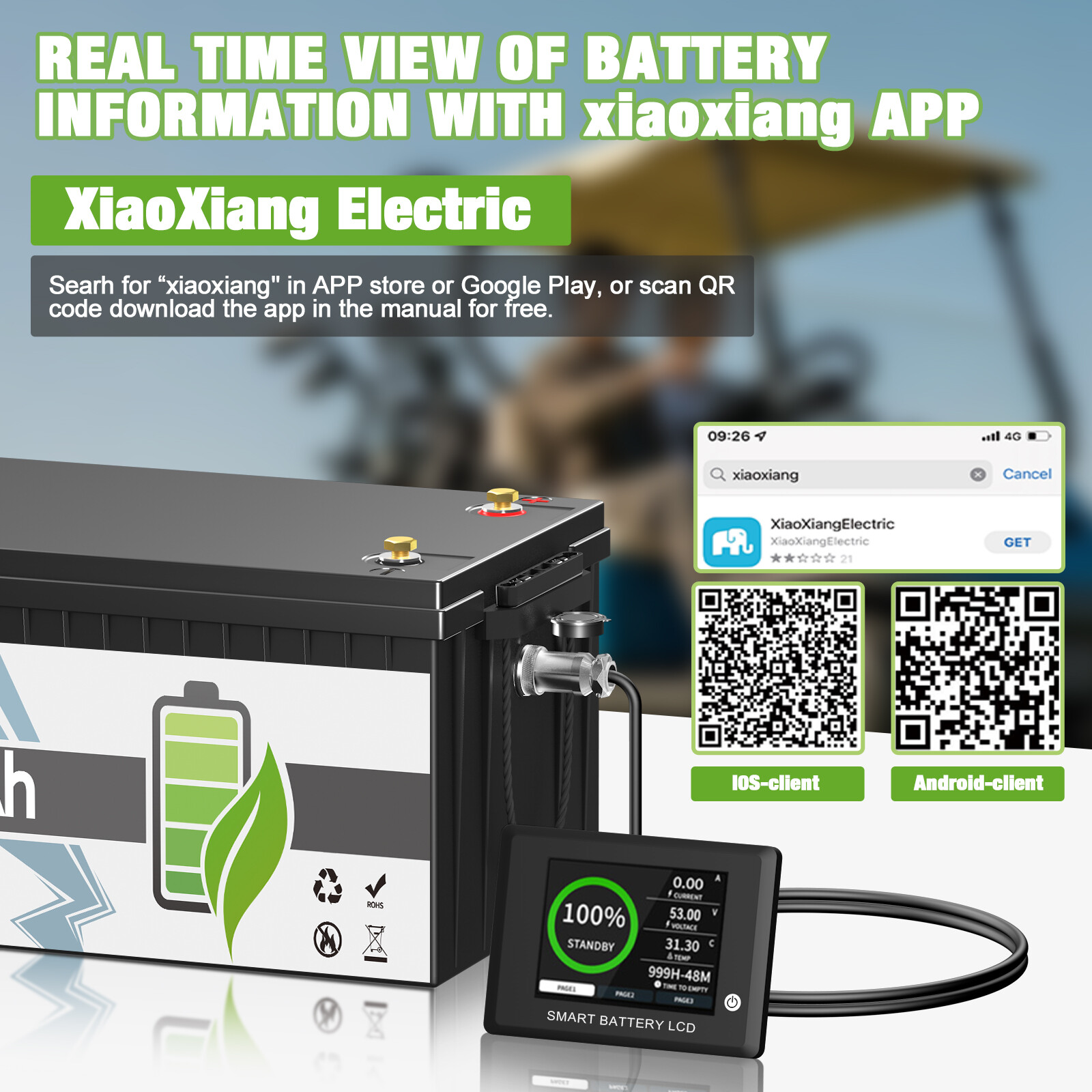 36V 100Ah Lithium LiFePO4 Battery 200A BMS 10 Year warranty for Golf cart EV RV