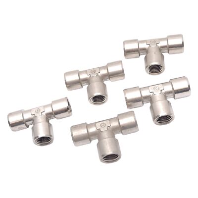 Lot of 5 Camozzi 2003 04-00 Pneumatic Tee Fittings, 1/4in NPTF, 40 bar Max