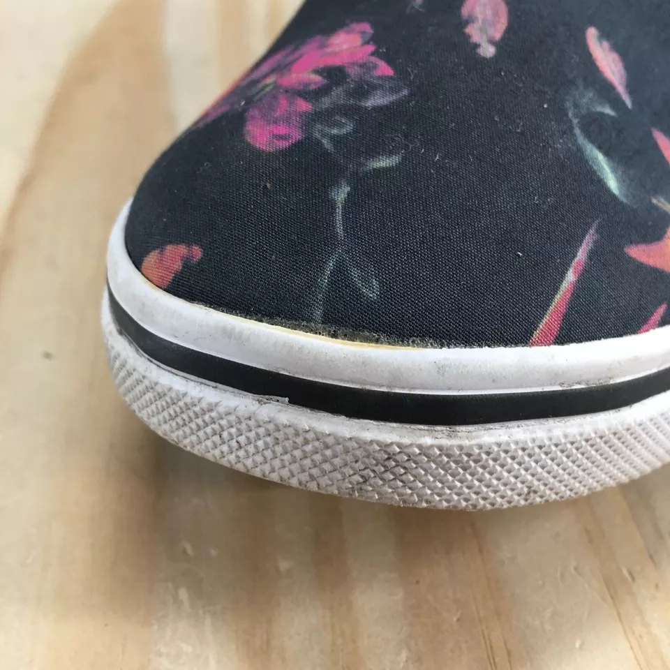 Vans Zapatos Mujer 9 Hombre 7.5 Auténticos Tenis Negro Estampado Floral Parte Superior Baja TB4R Foto 4 de 4