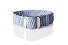Sky Blue Perlon Braided Woven Watch Strap/Band With Stainless Steel Buckle 20mm