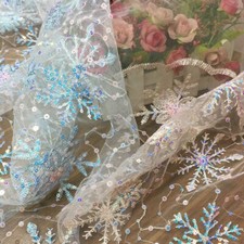 Mesh Embroidery Snowflake Sequin Clothing 91 131cm Fabric Mesh Accessories DIY