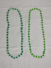 Vintage Set 2 Necklaces Green Iridescent 3 Leaf Clover Shamrock St Patrick's Day