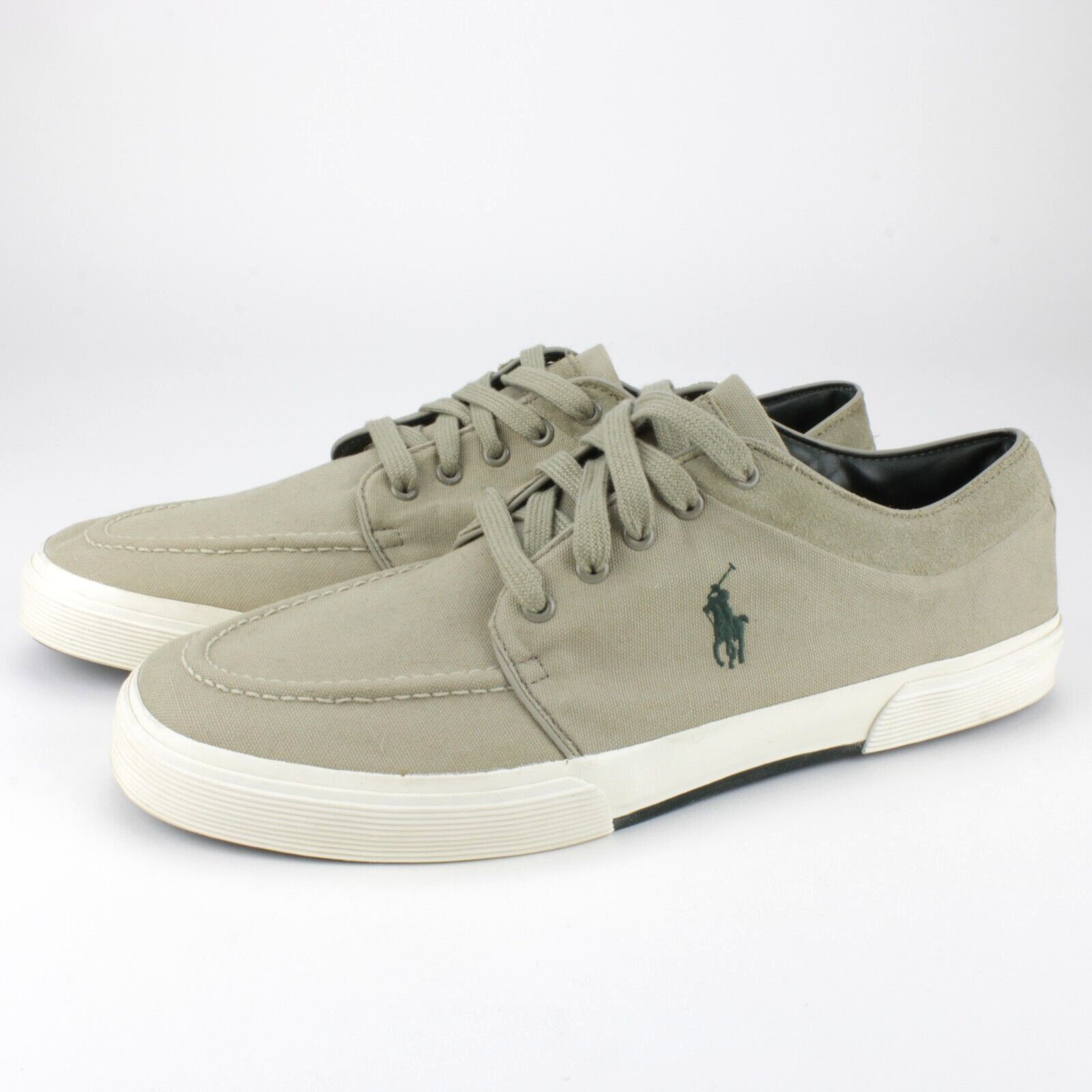 Polo Ralph Lauren sneaker bassa tela uomo 15 D beige pony logo preppy nuova senza etichette