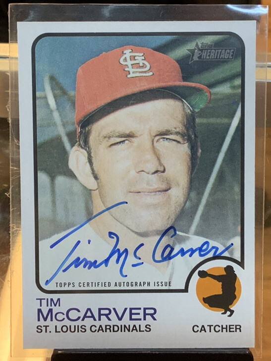 2022 Topps Heritage Tim McCarver Real One Blue Ink Auto ROA-TMC