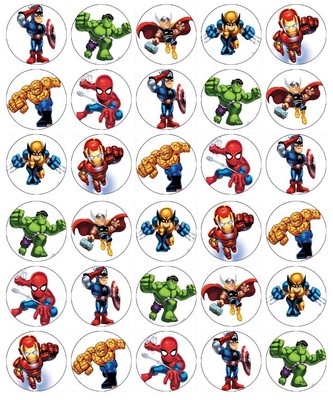 30x Marvel Superhero Squad Cupcake Toppers Edible Wafer Paper Fairy Cake Toppers Ebay
