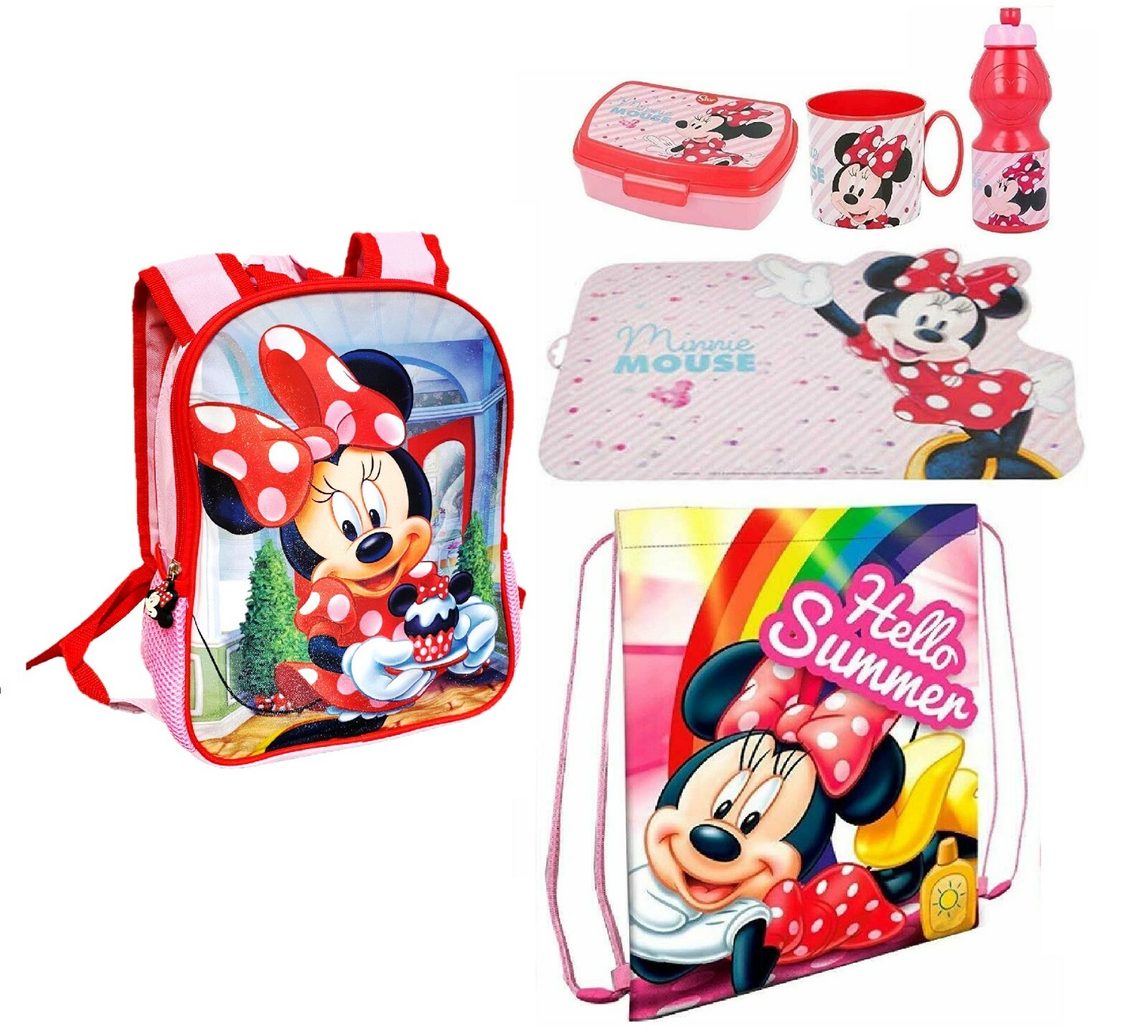 PONY Minnie Mo Disney Glitter Duo Set 6pezzi Zainetto Zaino 3D scuola asilo Matern