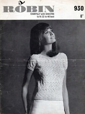 ~ Vintage 1960s Robin Knitting Pattern For Pretty Summer Top ~ 32" ~ 40" ~
