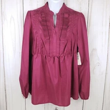 ANA -  A New Approach Womens Large Blouse Raspberry Radiance with Ruffles