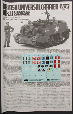Tamiya 1/35 Scale British Carrier Mk. II - Decals from Kit No. 35175