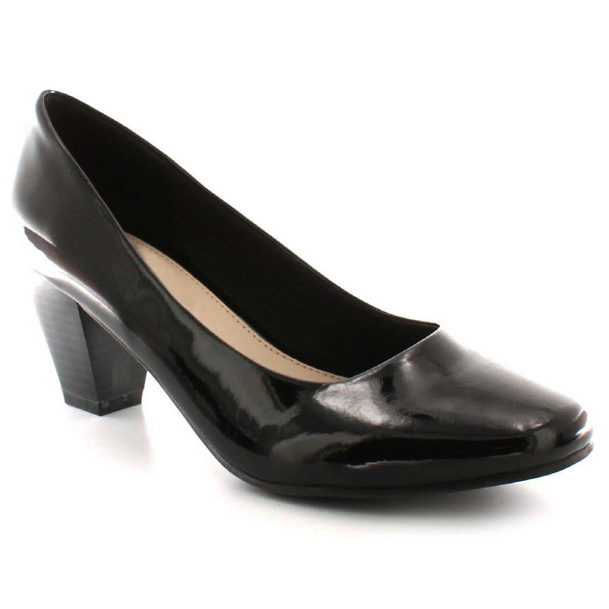LADIES COURT SHOES WOMENS WIDE FIT SLIPON CASUAL FORMAL WORK OFFICE LOW MID  HEEl | eBay