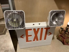LED Thermoplastic LED Dual Sided Exit Sign Combination, New In Box