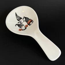 Melamine 10”  Halloween Gnomes Spoon Rest Pumpkins Spider Black Hats Whimsical