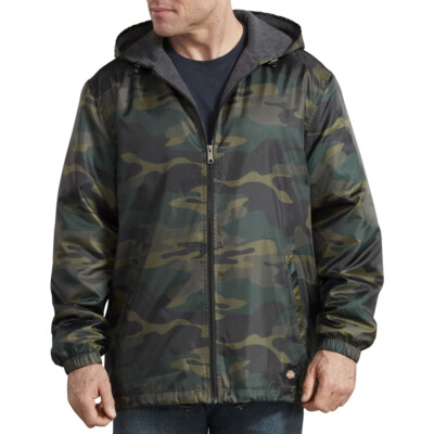 Dickies Fleece Lined Nylon Hooded Windbreaker Men's Zip Up Jacket Style  33238 - Main Image