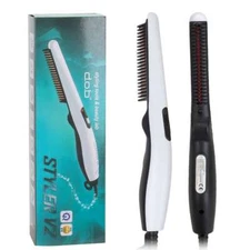 Beard Straightener Comb Quick Heated Brush Styler Mens Pro Hair Electric Heat US