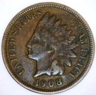1908 INDIAN HEAD CENT VF Full LIBERTY Sharp Features Better Date Type Coin JL16E