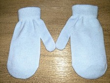 girls LIGHT BLUE KNIT MITTENS GLOVES solid color ONE SIZE FITS MOST soft clean 