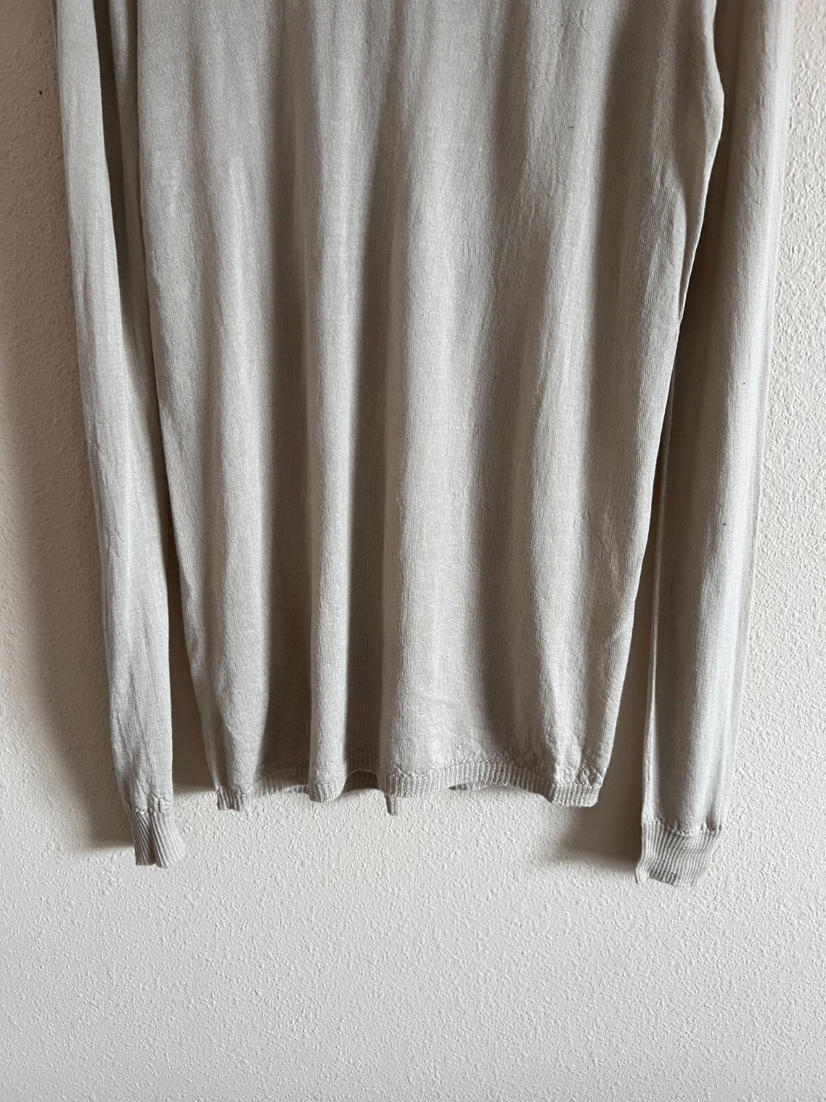 Felpa Rick Owens Cashmere Manica Lunga Taglia Media Perla NUOVA Made in Italy