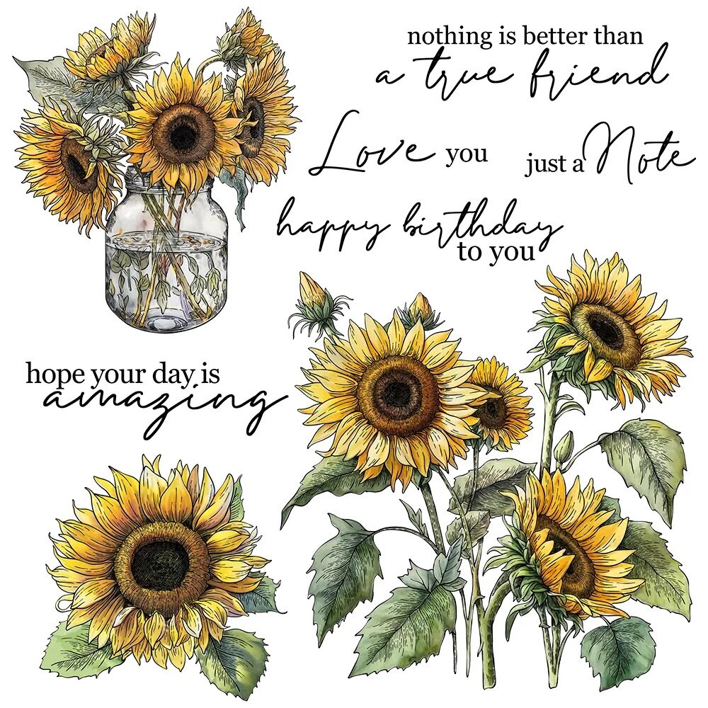 Sunflower Metal Cutting Dies Clear Stamps for Scrapbooking Cards