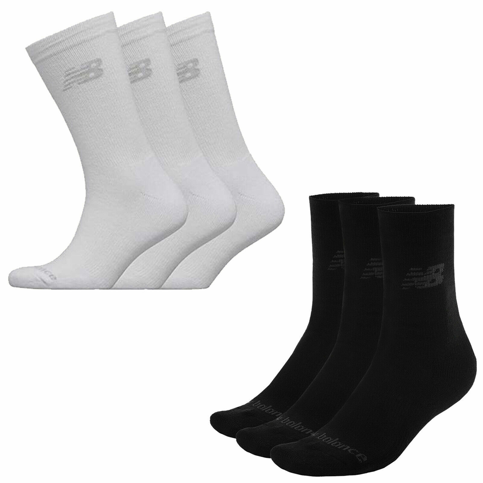 3 Pack Unisex New Balance Knitted Logo Soft Crew Socks Sizes from 3 to ...