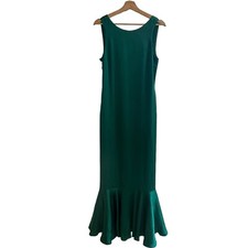 Fame And Partners Green Scoop Neck Dress NWT Size 4 Sleeveless Satin Low Back