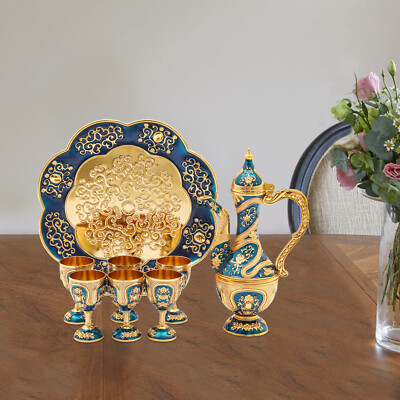 Vintage Coffee Pot Multi-Functional Tea Cup Tray Set For Home Wine Cabinet Decor