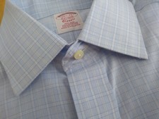 Brooks Brothers Non Iron Blue Check Traditional 14.5-33 145.-34 15-35 MSRP 92