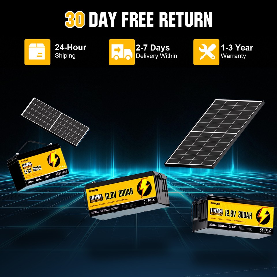 12V 100Ah 200Ah 300Ah LiFePO4 Lithium Battery 24V/36V/48V Deep Cycle ...