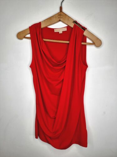 Michael Kors Chiffon Red Sleeveless Top Cowl Neck XS - Picture 1 of 5
