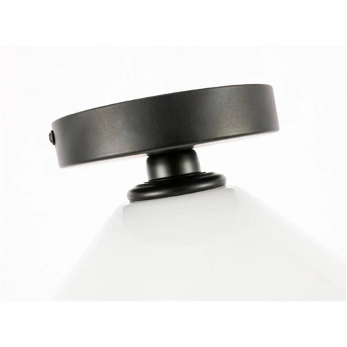 Living District Gene 1-Light Metal & Glass Flush Mount in Black/Frosted White - Picture 8 of 10