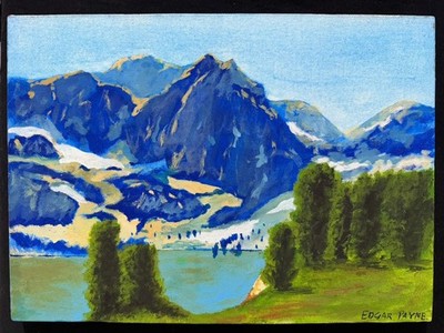 alwin payne painting  oil on canvas signed stamped vintage