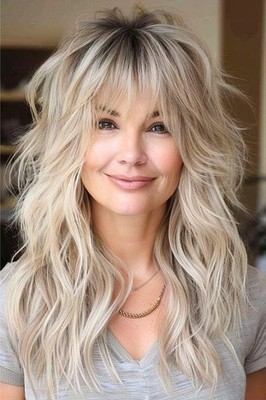 Ombre Platinum Blond Wig with Bangs 13x4 Lace Front Human Hair Wigs