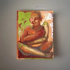 Original Oil Painting Figure Art Expressive Andro Body Form Gender Study Mikah