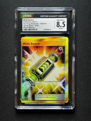 CGC 8.5 ERROR Pokemon Multi Switch #164 Burning Shadows Secret Holo MINOR MISCUT