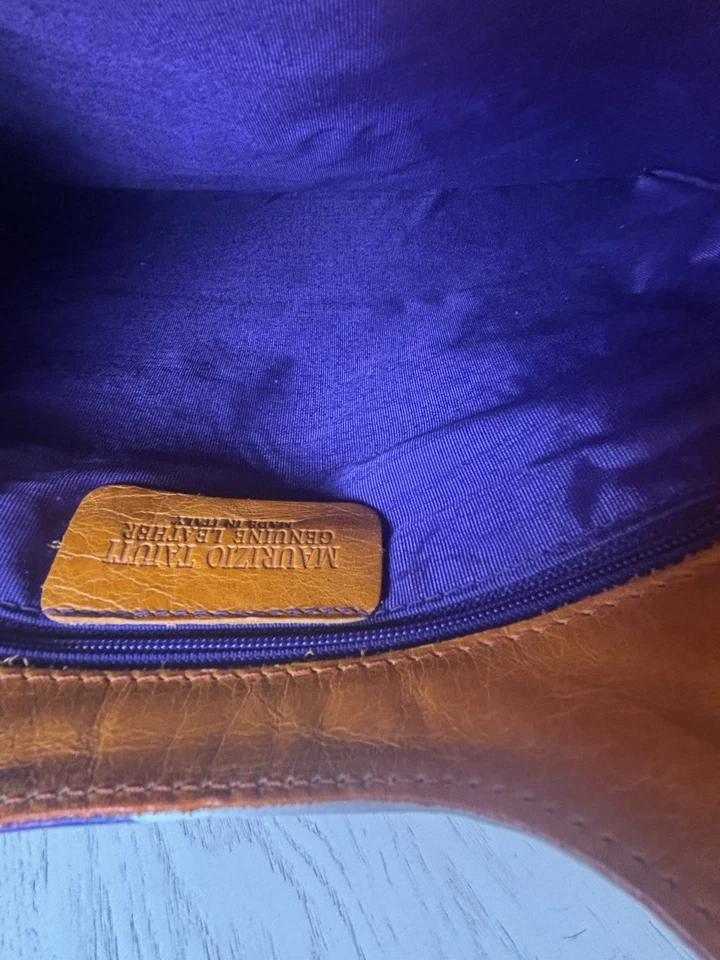 Maurizio Taiuti Leather Folding Clutch Tote Leather Made In Italy Floral Design - Image 4 of 4