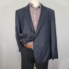 THE BLK TUX Men's Sport Coat Blazer Two Button Tollegno1900 Deep Navy Wool 48R
