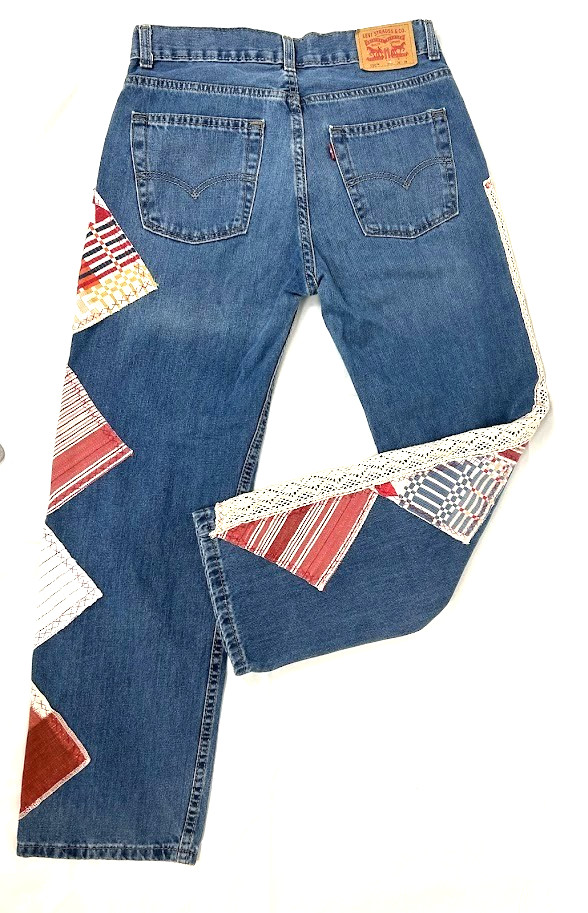 Custom Upcycled Levi’s 550 Jeans - Patchwork Boho… - image 7