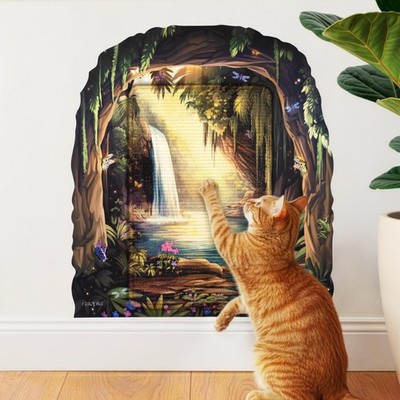 Vertical Cat Scratcher - Removable Wall Mounted Cat Scratcher and Art Decal  ...