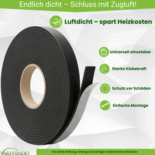 Zugluftdichtung selbstklebend 10 m x 10 mm Fensterdichtung Dichtungsband Dichtun