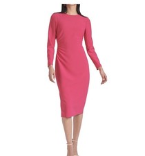 New Sachin Babi Size 14 Pink Dee Sheath Dress Long Sleeve Passionfruit NWT