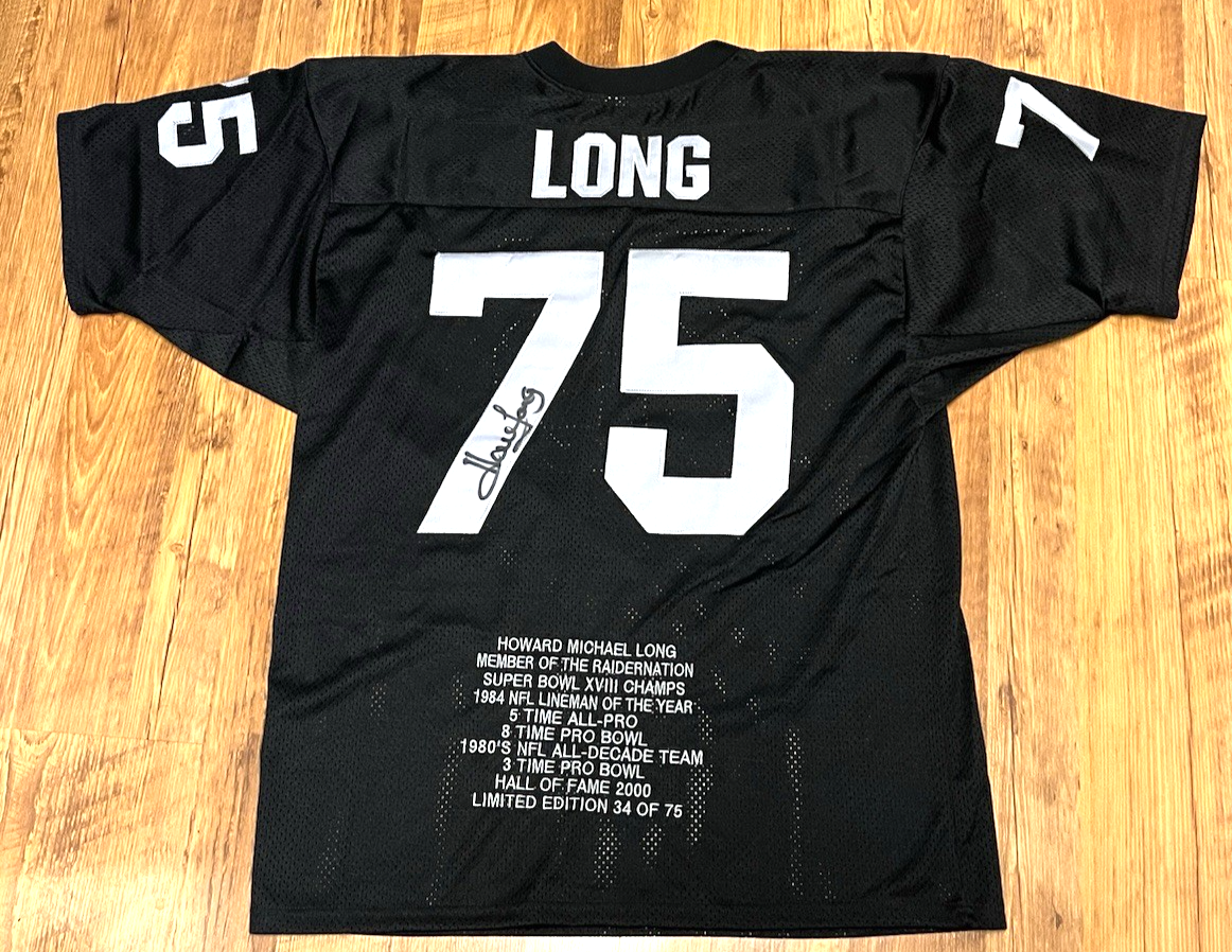 Howie Long Autographed Signed Oakland Raiders Black Pro Style STATS Jersey - JSA Authentic 
