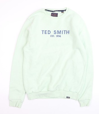Ted Smith Herren Grün XL Pullover Sweatshirt Rundhals Logo