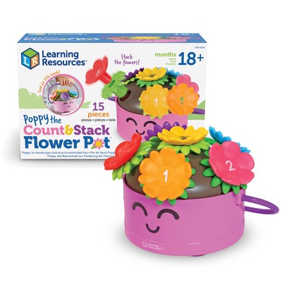 Learning Resources Poppy the Count & Stack Flower Pot - 15 Pieces, Ages 18+