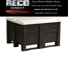 100% AUTHENTIC USED DOLAV – SOLID ONE-PIECE PALLET BOX INC LID 1200×1000×740mm