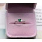 1ct Natural Emerald Solitaire with Round Accents Ring 14k White Gold Plated
