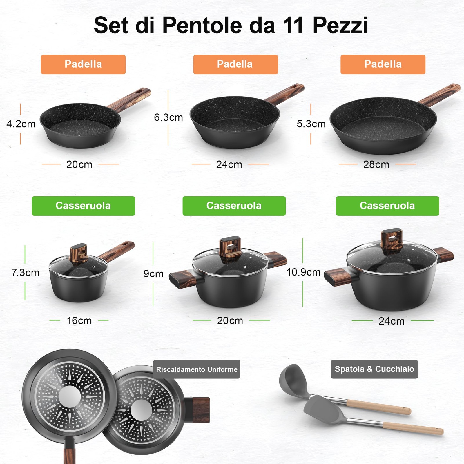 OFFERTA: Set Pentole Induzione 11 Pezzi Antiaderenti Batteria - 2