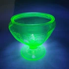 Anchor Hocking Uranium Green Depression Glass Candy Dish Bottom Princess Pattern