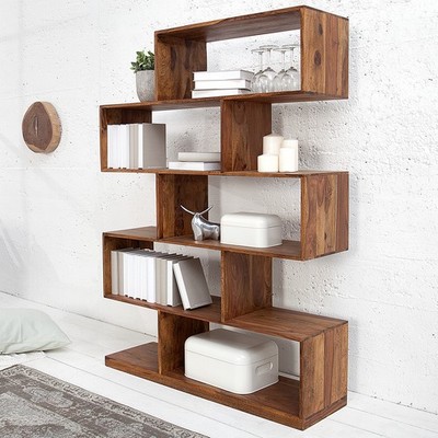 Massives Regal MAKASSAR XL 150cm Sheeshamholz Bücherregal Palisander Standregal